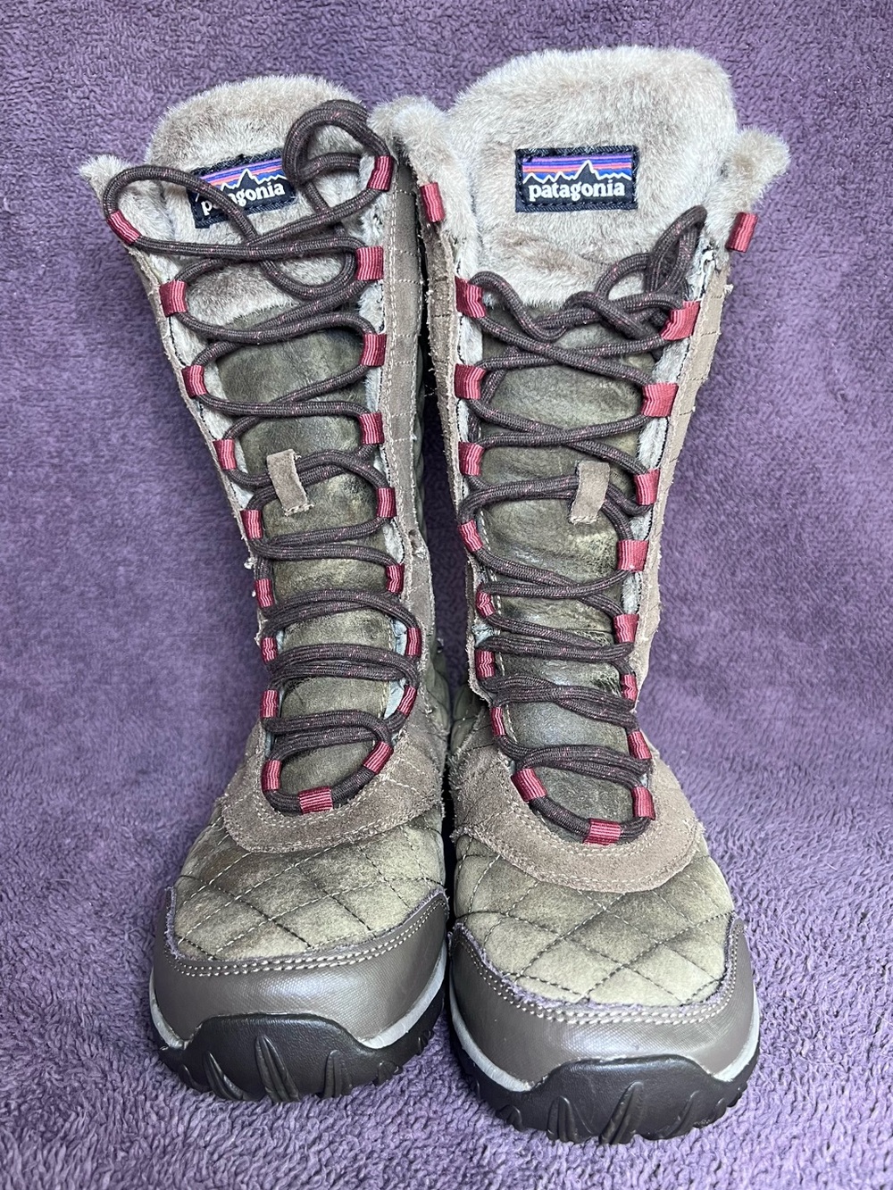 Patagonia Winter Tide Waterproof Quilted Faux Fur Winter High Boots Size 7.5